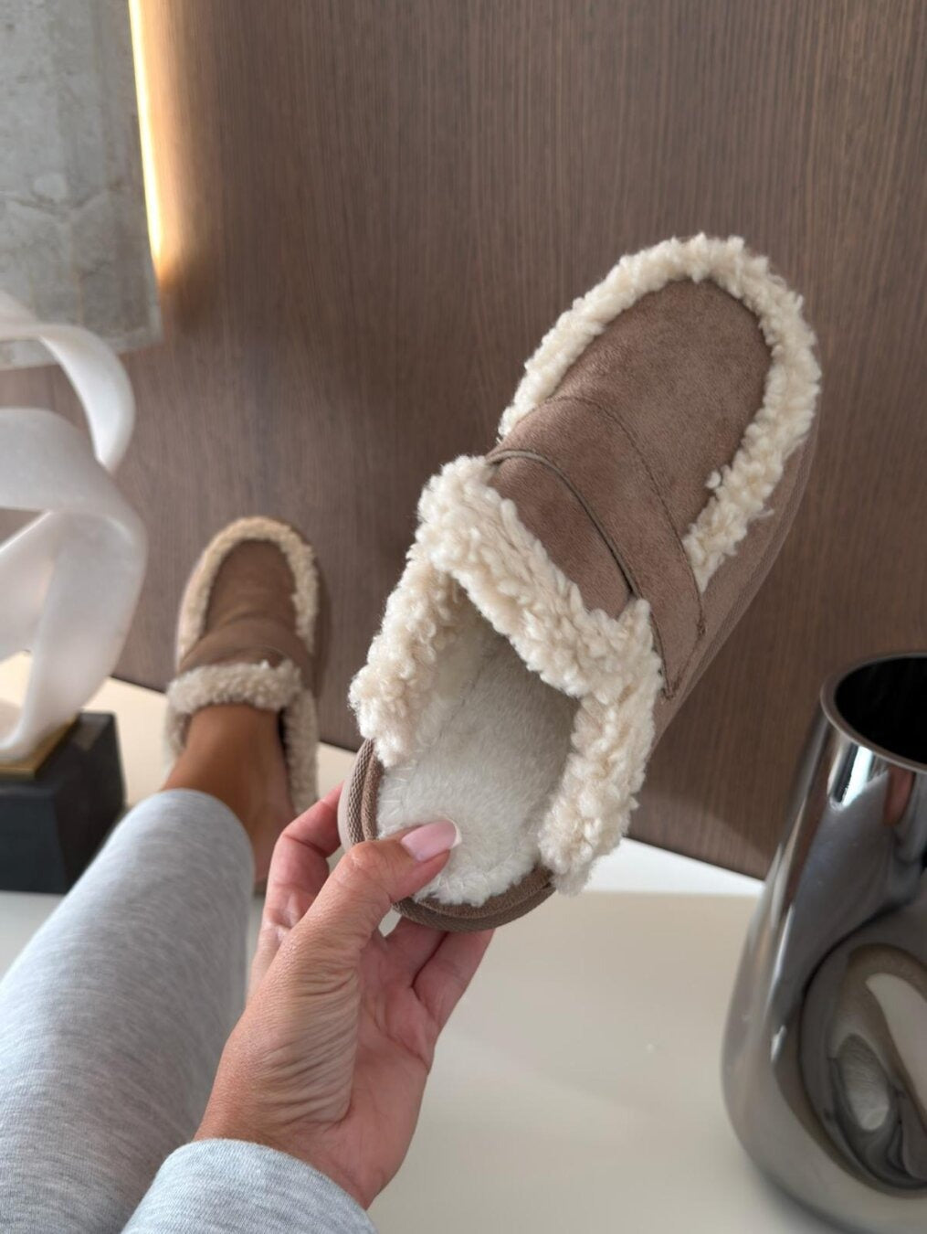 Lissi | Faux Suede Fur-Lined Slippers