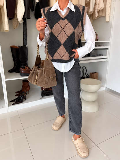 Amalfii Beige Wool & Alpaca Blend Sleeveless Vest