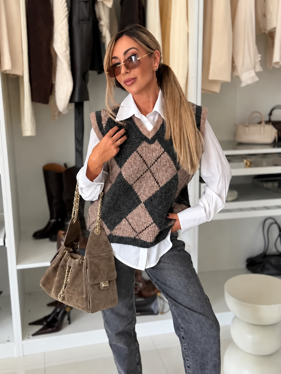 Amalfii Beige Wool & Alpaca Blend Sleeveless Vest