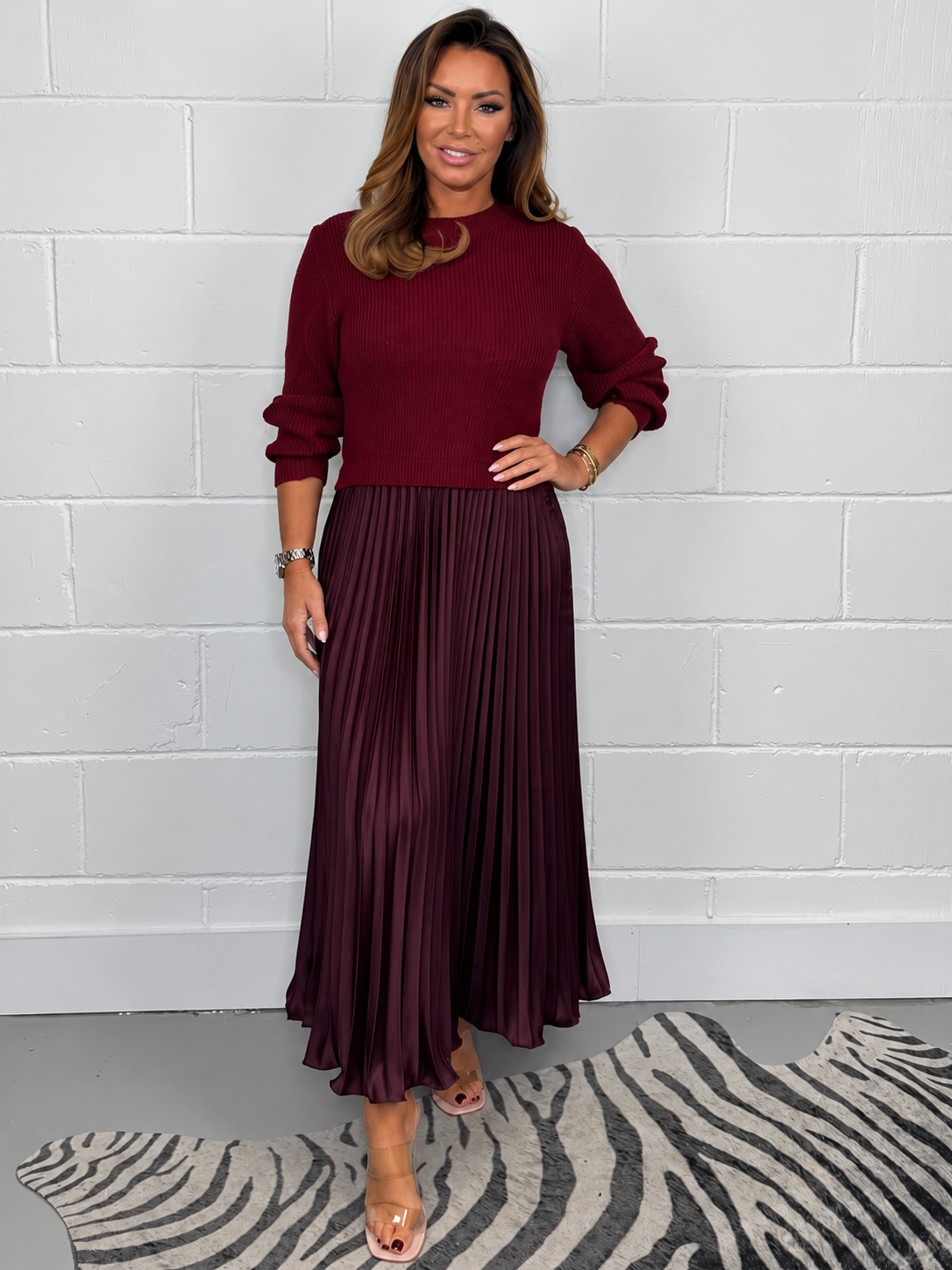 Long Sleeve Jumper & Pleated Bottom Dress
