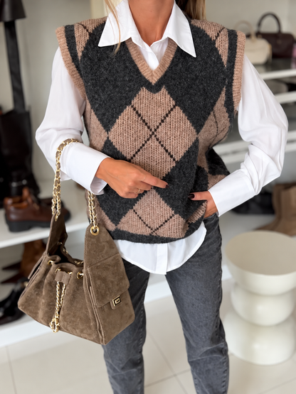 Amalfii Beige Wool & Alpaca Blend Sleeveless Vest