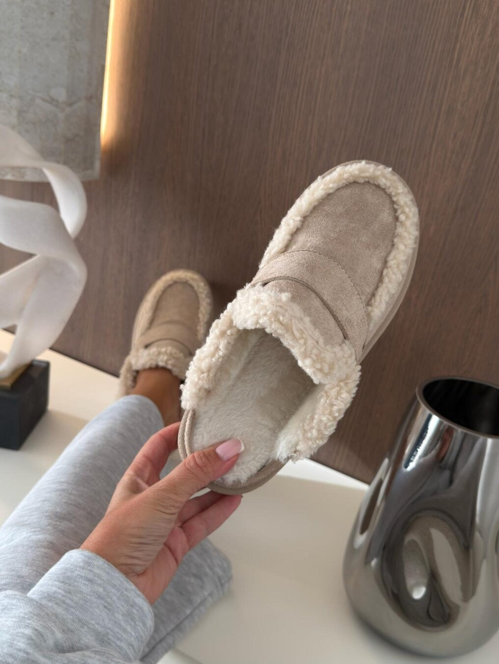 Lissi | Faux Suede Fur-Lined Slippers